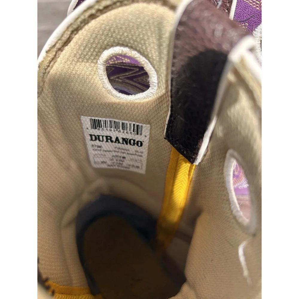 Lil Durango Kids BT386 Brown Purple Western Cowboy Boots Girls Size 4.5 M